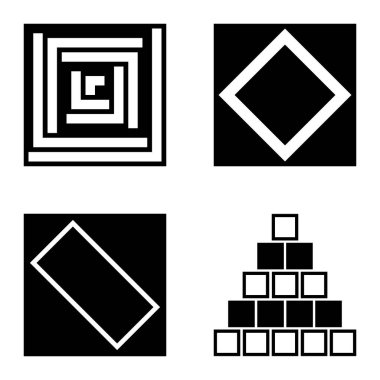 Kare 2 Düz Simge Seti Beyaz Arkaplanda İzole Edildi