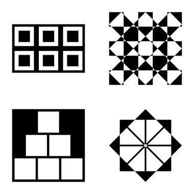 Kare 2 Düz Simge Seti Beyaz Arkaplanda İzole Edildi