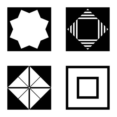 Kare 2 Düz Simge Seti Beyaz Arkaplanda İzole Edildi