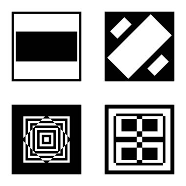 Kare 2 Düz Simge Seti Beyaz Arkaplanda İzole Edildi