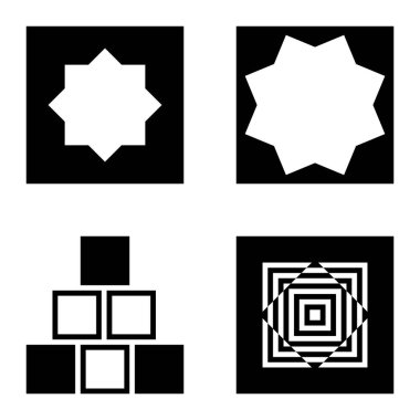 Kare 2 Düz Simge Seti Beyaz Arkaplanda İzole Edildi