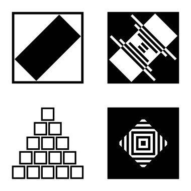 Kare 2 Düz Simge Seti Beyaz Arkaplanda İzole Edildi