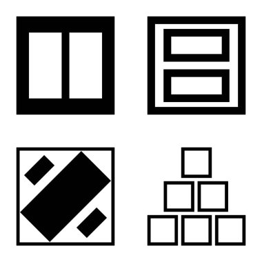 Kare 2 Düz Simge Seti Beyaz Arkaplanda İzole Edildi