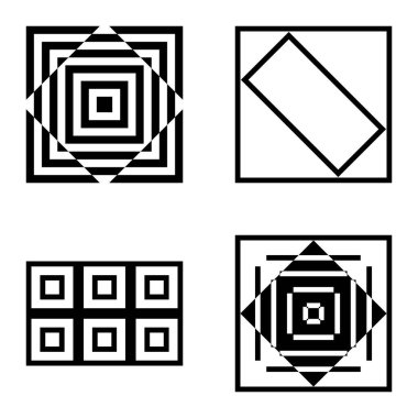 Kare 2 Düz Simge Seti Beyaz Arkaplanda İzole Edildi