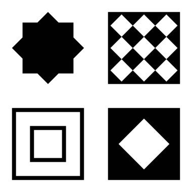 Kare 2 Düz Simge Seti Beyaz Arkaplanda İzole Edildi