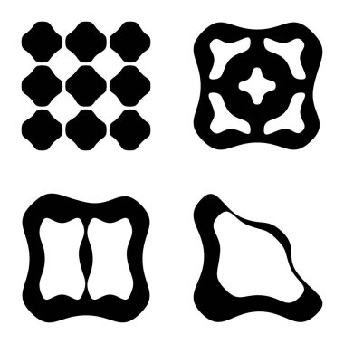 Kare 3 Düz Simge Seti Beyaz Arkaplanda İzole Edildi