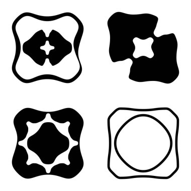 Kare 3 Düz Simge Seti Beyaz Arkaplanda İzole Edildi