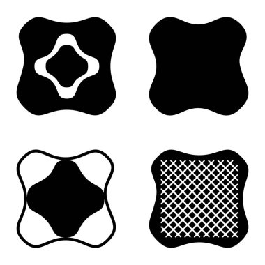 Kare 3 Düz Simge Seti Beyaz Arkaplanda İzole Edildi