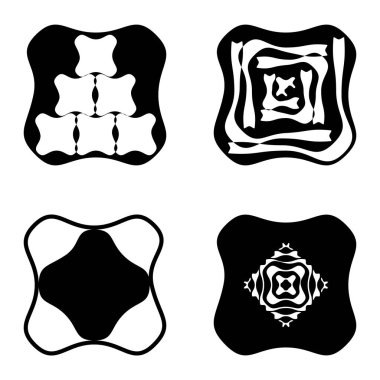 Kare 3 Düz Simge Seti Beyaz Arkaplanda İzole Edildi