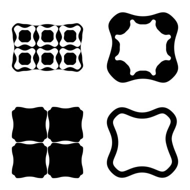 Kare 3 Düz Simge Seti Beyaz Arkaplanda İzole Edildi