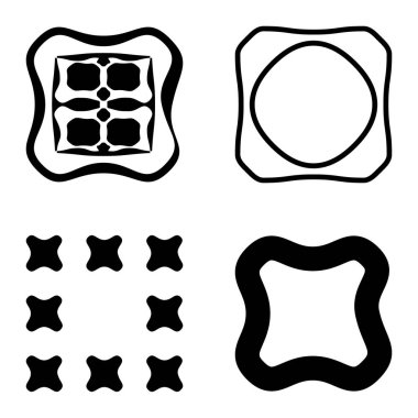 Kare 3 Düz Simge Seti Beyaz Arkaplanda İzole Edildi