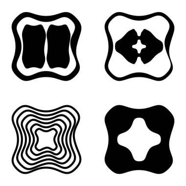 Kare 3 Düz Simge Seti Beyaz Arkaplanda İzole Edildi