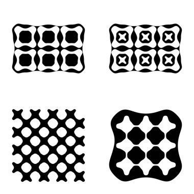 Kare 3 Düz Simge Seti Beyaz Arkaplanda İzole Edildi