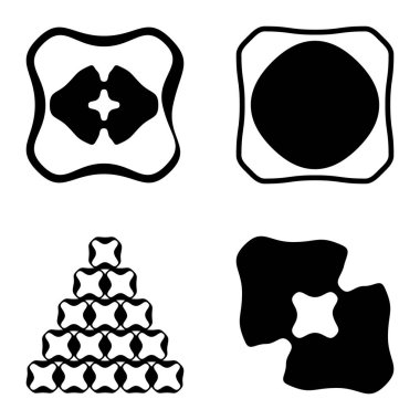 Kare 3 Düz Simge Seti Beyaz Arkaplanda İzole Edildi