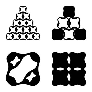 Kare 3 Düz Simge Seti Beyaz Arkaplanda İzole Edildi