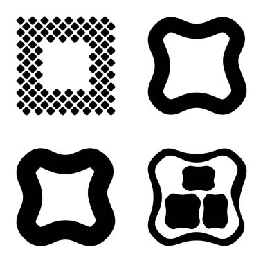 Kare 3 Düz Simge Seti Beyaz Arkaplanda İzole Edildi