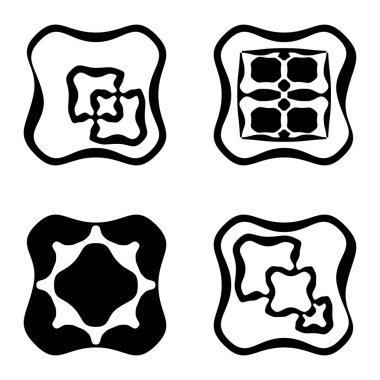 Kare 3 Düz Simge Seti Beyaz Arkaplanda İzole Edildi