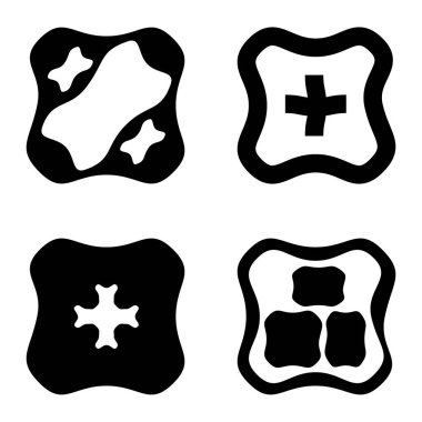 Kare 3 Düz Simge Seti Beyaz Arkaplanda İzole Edildi