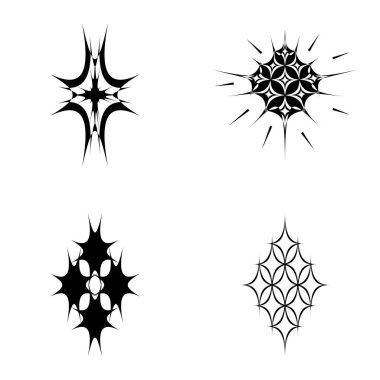 Yıldız patlaması Düz Simgesi Seti Beyaz Arkaplanda İzole Edildi