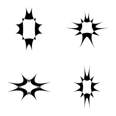 Yıldız patlaması Düz Simgesi Seti Beyaz Arkaplanda İzole Edildi