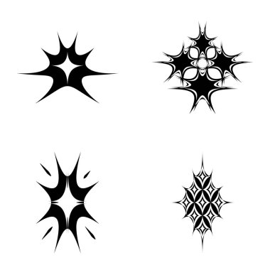 Yıldız patlaması Düz Simgesi Seti Beyaz Arkaplanda İzole Edildi