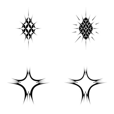 Yıldız patlaması Düz Simgesi Seti Beyaz Arkaplanda İzole Edildi