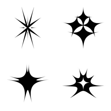 Yıldız patlaması Düz Simgesi Seti Beyaz Arkaplanda İzole Edildi