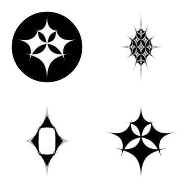 Yıldız patlaması Düz Simgesi Seti Beyaz Arkaplanda İzole Edildi