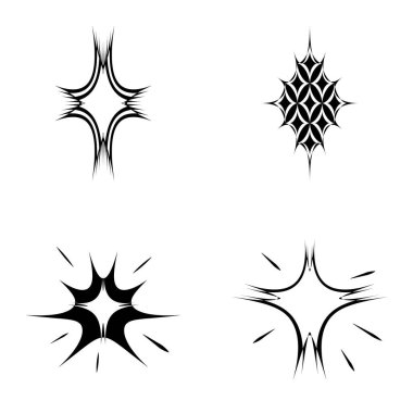 Yıldız patlaması Düz Simgesi Seti Beyaz Arkaplanda İzole Edildi