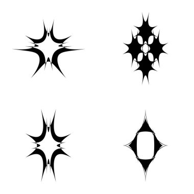 Yıldız patlaması Düz Simgesi Seti Beyaz Arkaplanda İzole Edildi