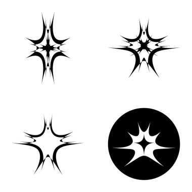 Yıldız patlaması Düz Simgesi Seti Beyaz Arkaplanda İzole Edildi