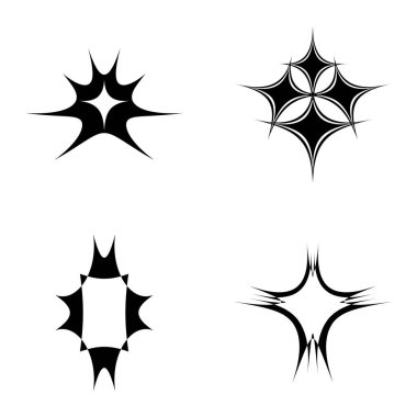 Yıldız patlaması Düz Simgesi Seti Beyaz Arkaplanda İzole Edildi