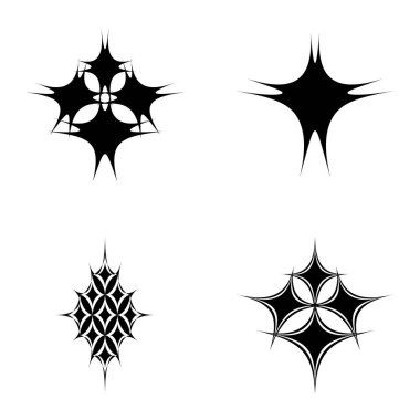 Yıldız patlaması Düz Simgesi Seti Beyaz Arkaplanda İzole Edildi