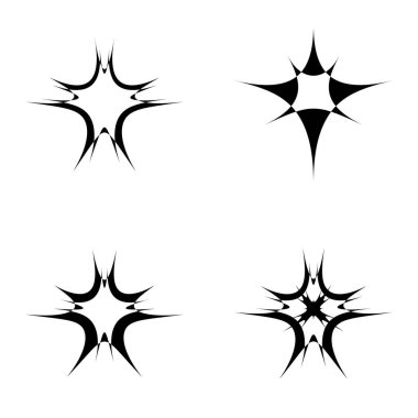 Yıldız patlaması Düz Simgesi Seti Beyaz Arkaplanda İzole Edildi