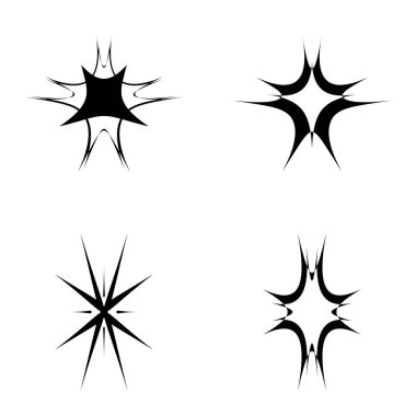 Yıldız patlaması Düz Simgesi Seti Beyaz Arkaplanda İzole Edildi