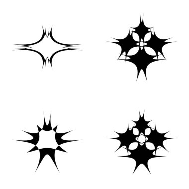 Yıldız patlaması Düz Simgesi Seti Beyaz Arkaplanda İzole Edildi