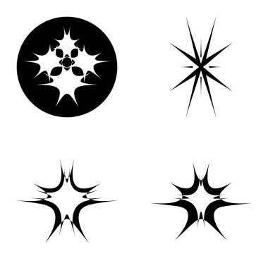 Yıldız patlaması Düz Simgesi Seti Beyaz Arkaplanda İzole Edildi