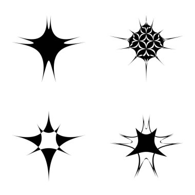 Yıldız patlaması Düz Simgesi Seti Beyaz Arkaplanda İzole Edildi