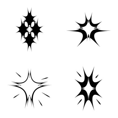 Yıldız patlaması Düz Simgesi Seti Beyaz Arkaplanda İzole Edildi