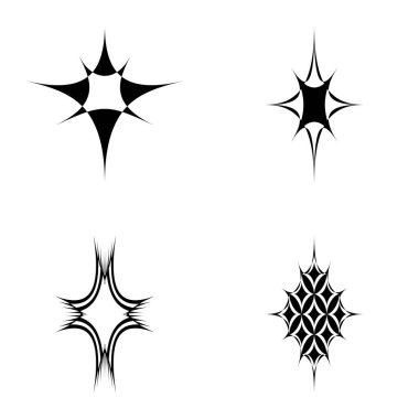 Yıldız patlaması Düz Simgesi Seti Beyaz Arkaplanda İzole Edildi