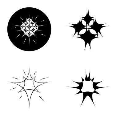 Yıldız patlaması Düz Simgesi Seti Beyaz Arkaplanda İzole Edildi