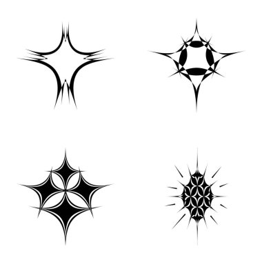 Yıldız patlaması Düz Simgesi Seti Beyaz Arkaplanda İzole Edildi