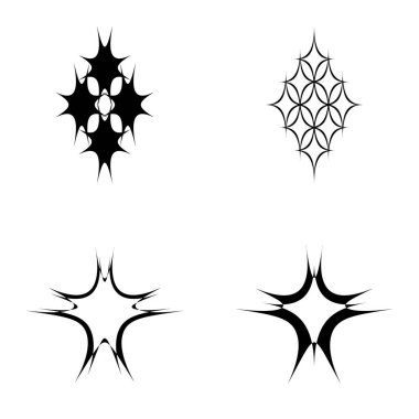 Yıldız patlaması Düz Simgesi Seti Beyaz Arkaplanda İzole Edildi