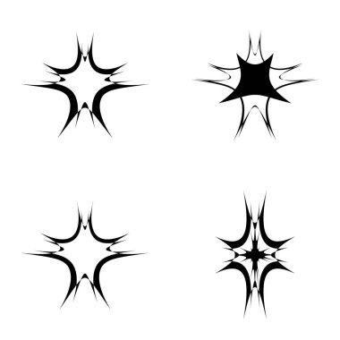 Yıldız patlaması Düz Simgesi Seti Beyaz Arkaplanda İzole Edildi