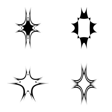 Yıldız patlaması Düz Simgesi Seti Beyaz Arkaplanda İzole Edildi