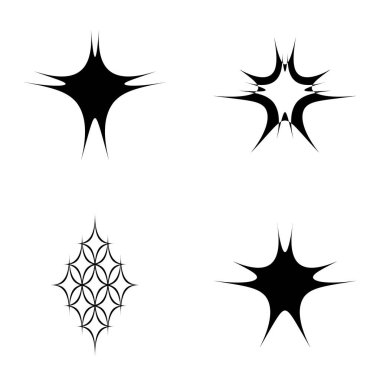 Yıldız patlaması Düz Simgesi Seti Beyaz Arkaplanda İzole Edildi