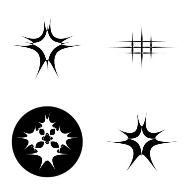 Yıldız patlaması Düz Simgesi Seti Beyaz Arkaplanda İzole Edildi