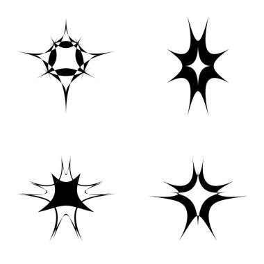 Yıldız patlaması Düz Simgesi Seti Beyaz Arkaplanda İzole Edildi