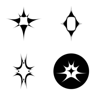 Yıldız patlaması Düz Simgesi Seti Beyaz Arkaplanda İzole Edildi