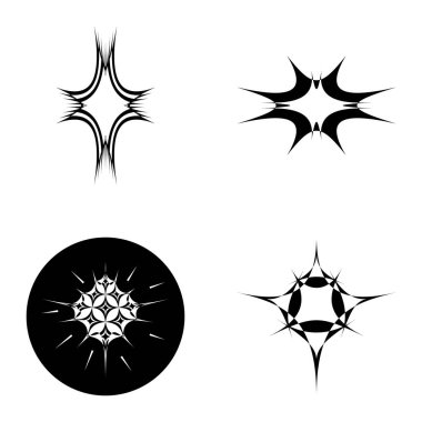 Yıldız patlaması Düz Simgesi Seti Beyaz Arkaplanda İzole Edildi